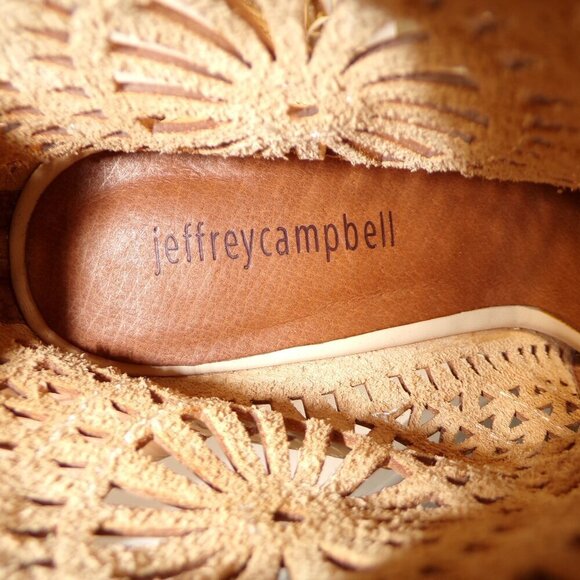 Jeffrey Campbell Rodillo Wedge Sandals Size 9 Tan Leather Lace Up #1257 - Picture 8 of 10